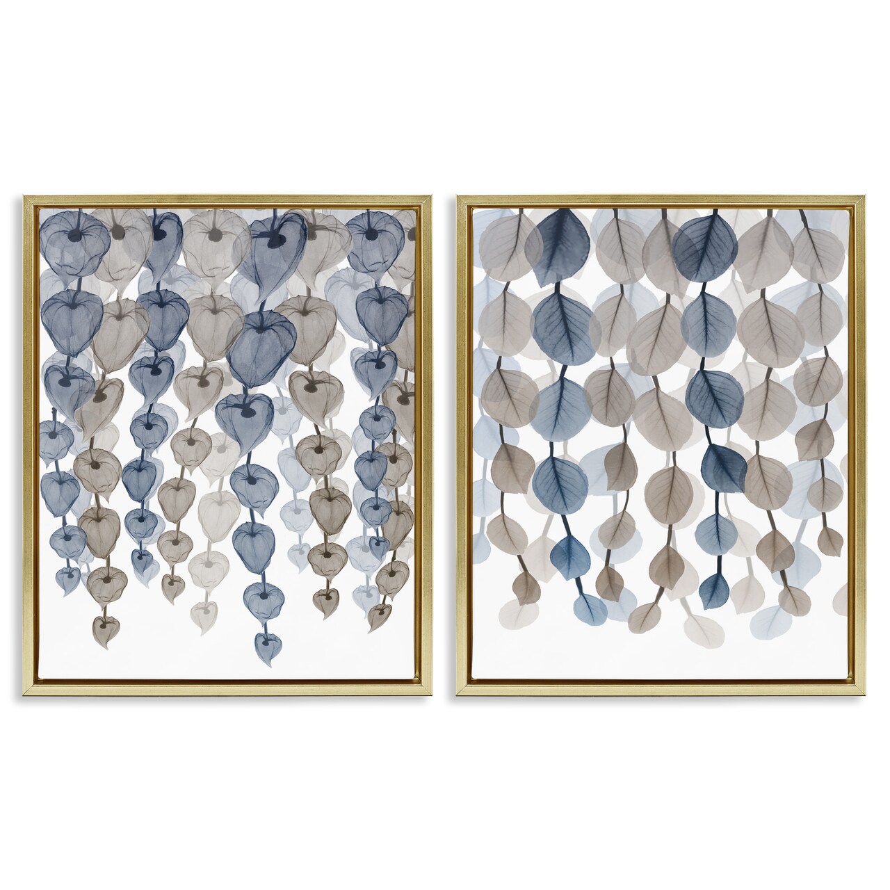 Stupell Industries Falling Vines Neutral Leaves Framed Floater Canvas Wall Art